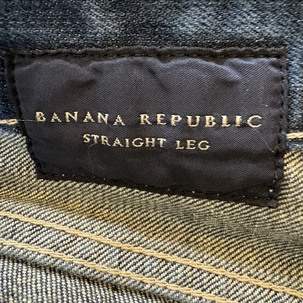 Banana Republic Men’s Jeans Straight Fit Blue Denim Medium Wash Button Fly